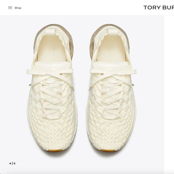 Authentic Tory Burch - Good Luck Woven Trainer Shoes (TAN) - Picture 4 of 5